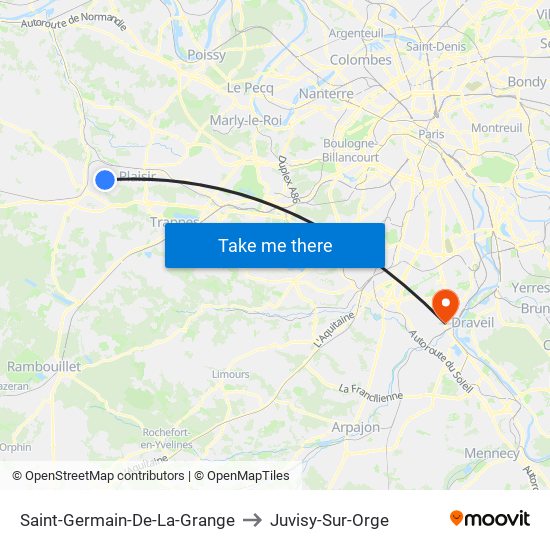 Saint-Germain-De-La-Grange to Juvisy-Sur-Orge map