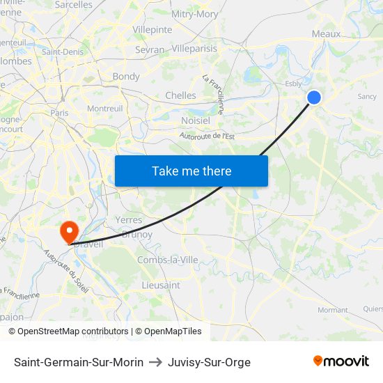 Saint-Germain-Sur-Morin to Juvisy-Sur-Orge map