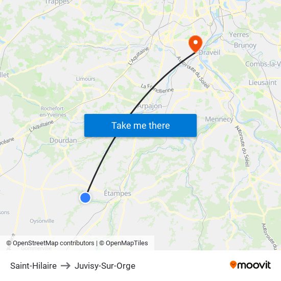 Saint-Hilaire to Juvisy-Sur-Orge map