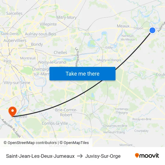 Saint-Jean-Les-Deux-Jumeaux to Juvisy-Sur-Orge map