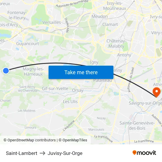 Saint-Lambert to Juvisy-Sur-Orge map