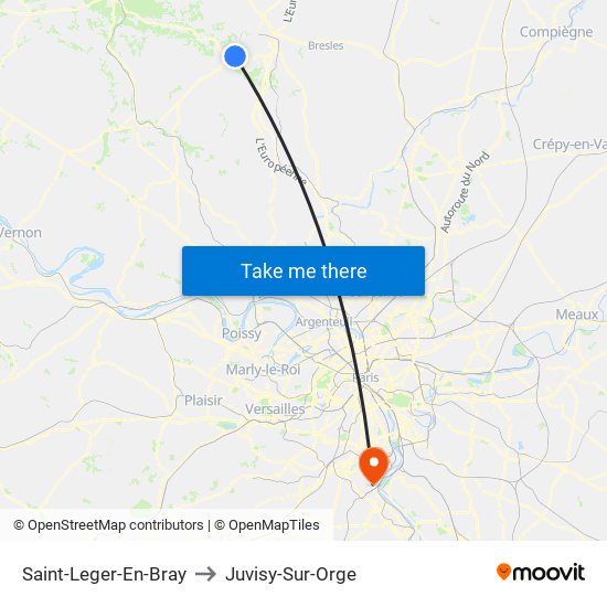 Saint-Leger-En-Bray to Juvisy-Sur-Orge map