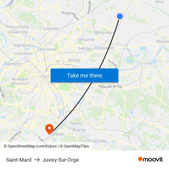 Saint-Mard to Juvisy-Sur-Orge map
