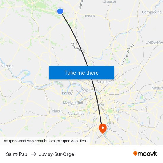 Saint-Paul to Juvisy-Sur-Orge map