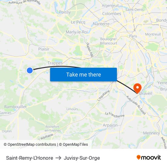 Saint-Remy-L'Honore to Juvisy-Sur-Orge map