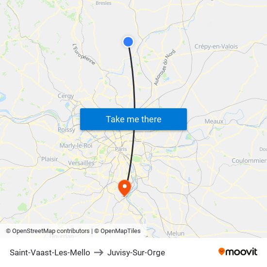 Saint-Vaast-Les-Mello to Juvisy-Sur-Orge map