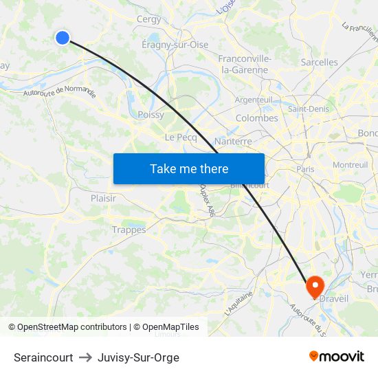 Seraincourt to Juvisy-Sur-Orge map