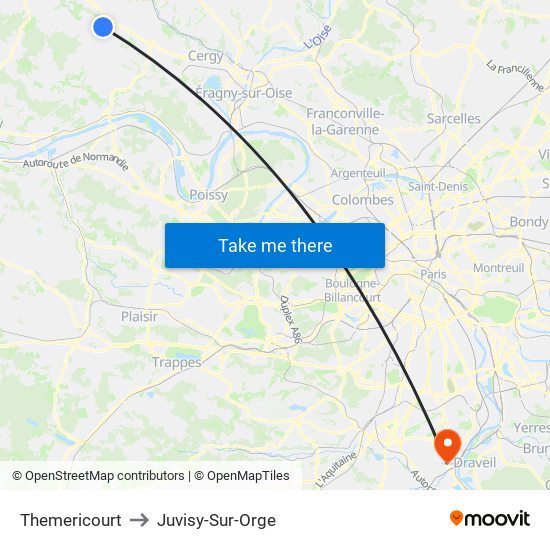 Themericourt to Juvisy-Sur-Orge map