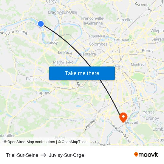 Triel-Sur-Seine to Juvisy-Sur-Orge map