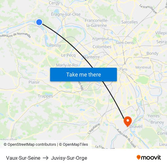 Vaux-Sur-Seine to Juvisy-Sur-Orge map