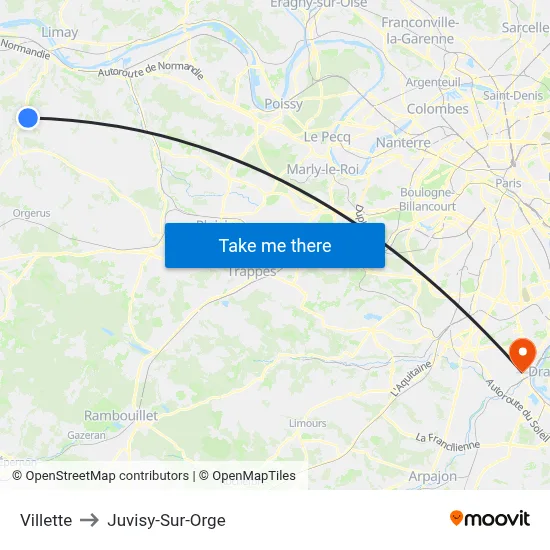 Villette to Juvisy-Sur-Orge map