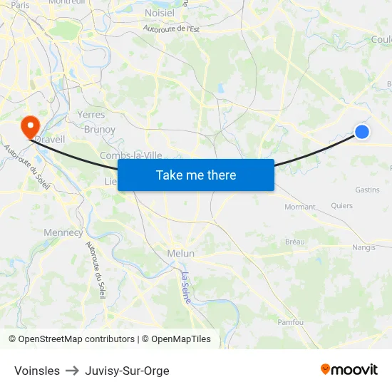 Voinsles to Juvisy-Sur-Orge map