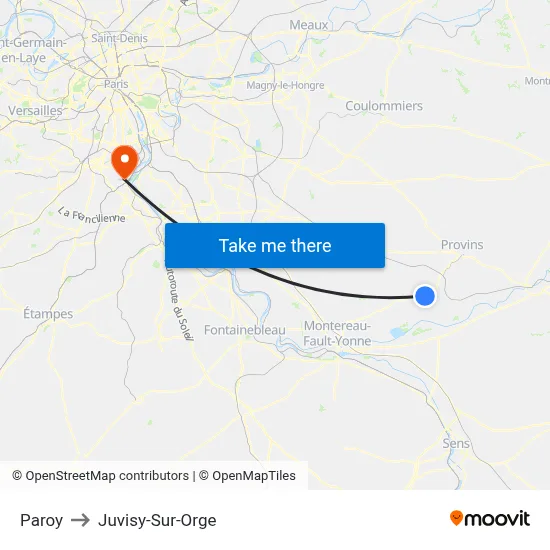 Paroy to Juvisy-Sur-Orge map