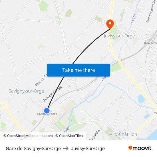 Gare de Savigny-Sur-Orge to Juvisy-Sur-Orge map