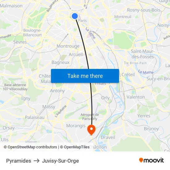 Pyramides to Juvisy-Sur-Orge map