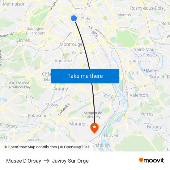 Musée D'Orsay to Juvisy-Sur-Orge map
