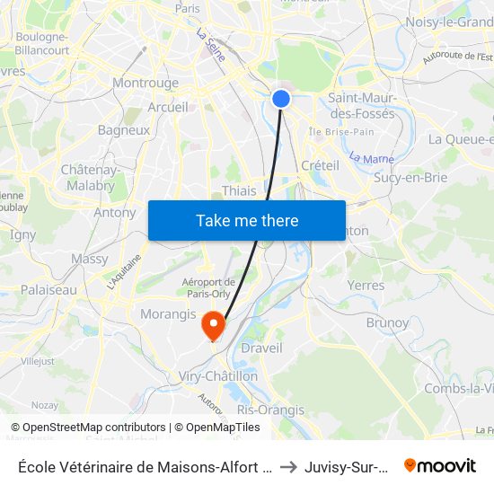 École Vétérinaire de Maisons-Alfort - Métro to Juvisy-Sur-Orge map