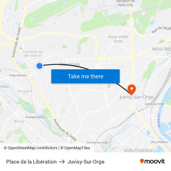 Place de la Libération to Juvisy-Sur-Orge map
