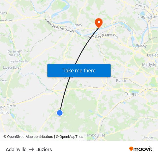 Adainville to Juziers map
