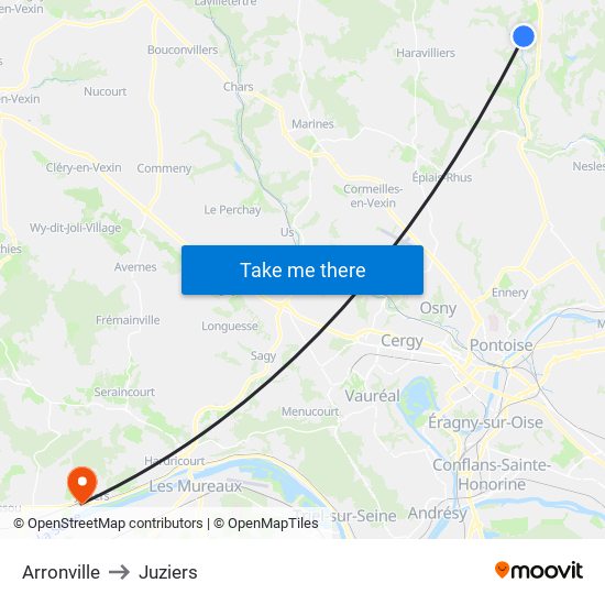 Arronville to Juziers map