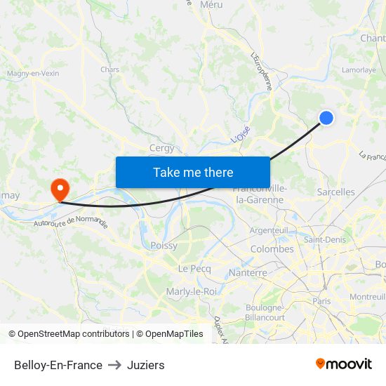 Belloy-En-France to Juziers map