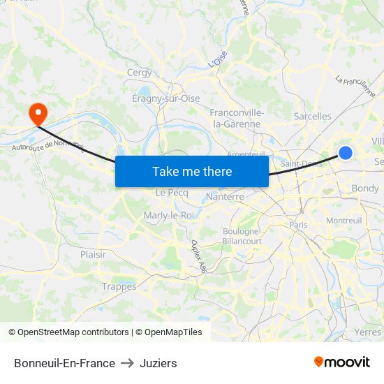 Bonneuil-En-France to Juziers map