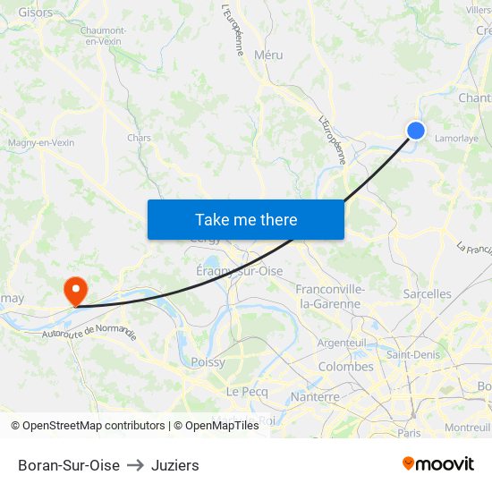 Boran-Sur-Oise to Juziers map
