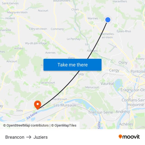 Breancon to Juziers map