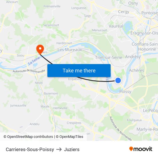 Carrieres-Sous-Poissy to Juziers map