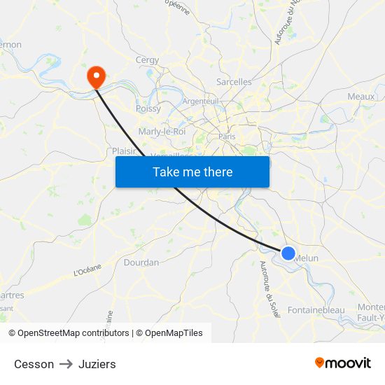 Cesson to Juziers map