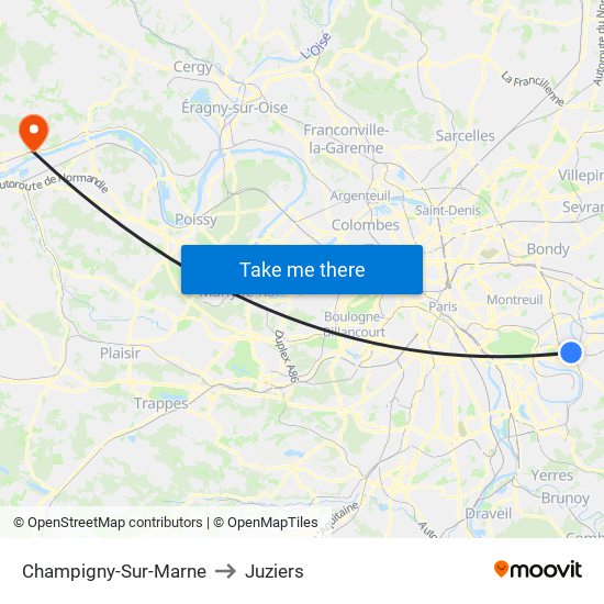 Champigny-Sur-Marne to Juziers map