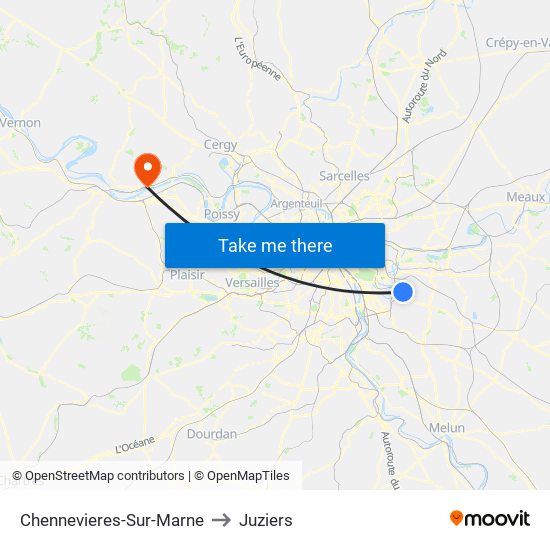 Chennevieres-Sur-Marne to Juziers map