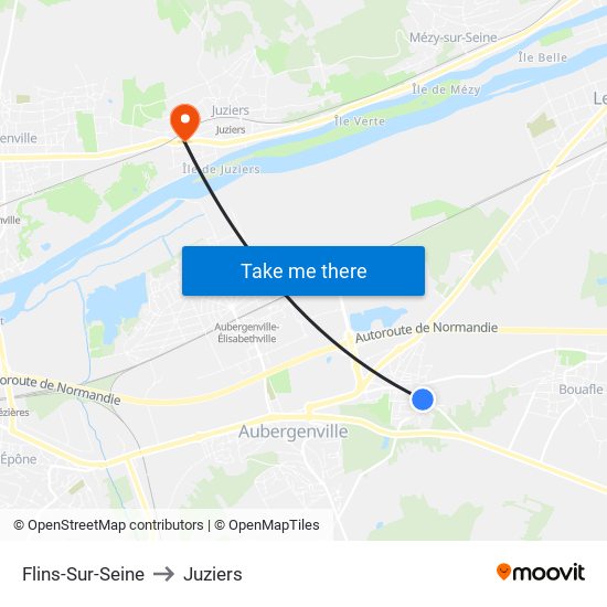 Flins-Sur-Seine to Juziers map