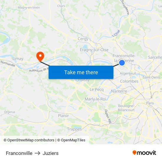 Franconville to Juziers map