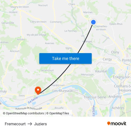 Fremecourt to Juziers map