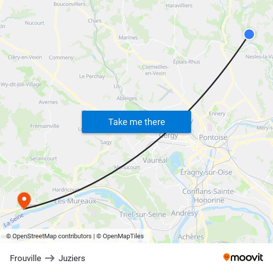 Frouville to Juziers map