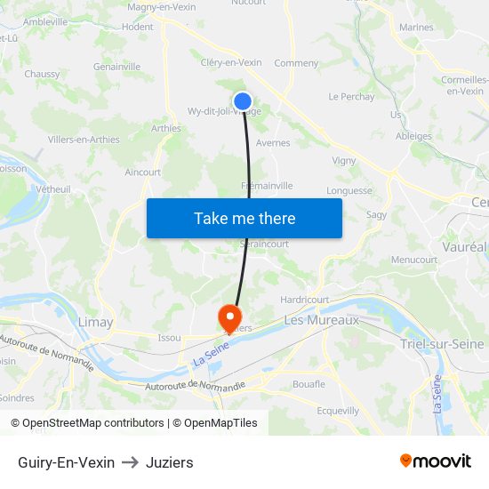 Guiry-En-Vexin to Juziers map