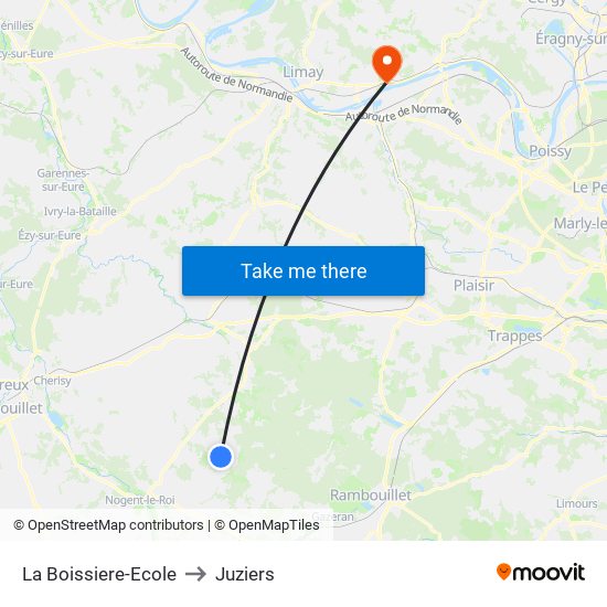 La Boissiere-Ecole to Juziers map