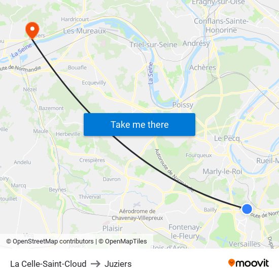 La Celle-Saint-Cloud to Juziers map