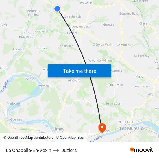 La Chapelle-En-Vexin to Juziers map