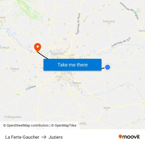 La Ferte-Gaucher to Juziers map