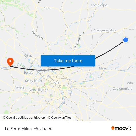 La Ferte-Milon to Juziers map