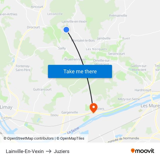 Lainville-En-Vexin to Juziers map