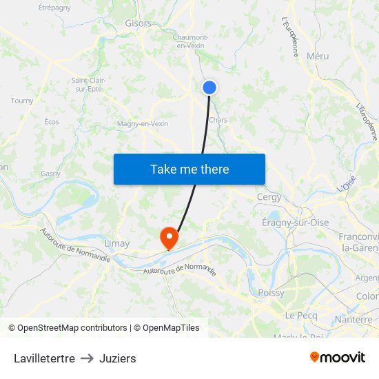 Lavilletertre to Juziers map