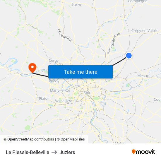 Le Plessis-Belleville to Juziers map