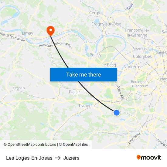 Les Loges-En-Josas to Juziers map