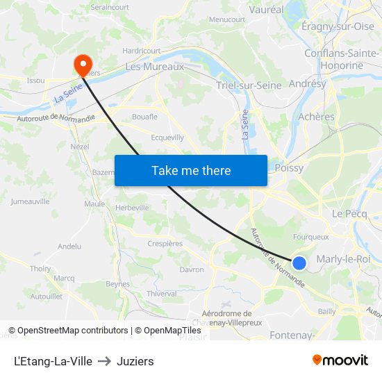 L'Etang-La-Ville to Juziers map