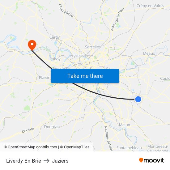 Liverdy-En-Brie to Juziers map