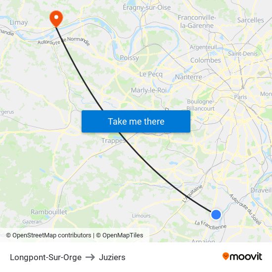 Longpont-Sur-Orge to Juziers map