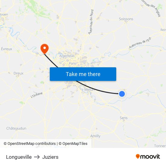 Longueville to Juziers map